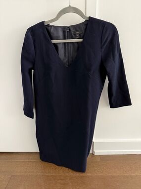 J. Crew Navy V-Neck Long Sleeve Sheath Dress